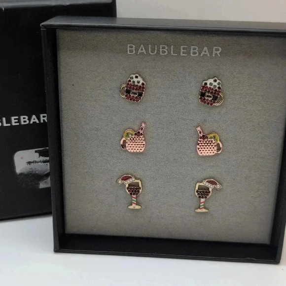 Baublebar - Christmas Cocktails 3PC Earring Set rhinestone - Picture 1 of 4